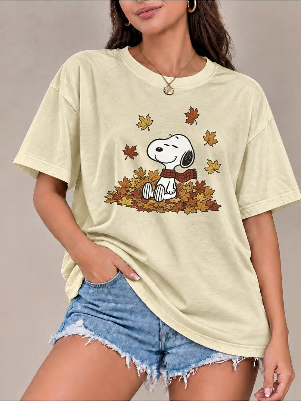 Snoopy Autumn Leaves Unisex T-Shirt Cozy Dog Lover Tee